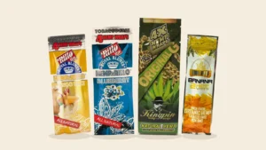 Geriausi bluntai ir cigarilės 2026: Hemparillo Mango Haze, Hemparillo Blueberry, Kingpin Original ir True Hemp Banana